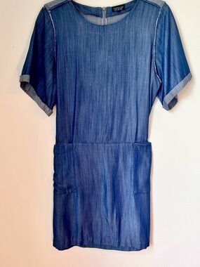 Topshop Blue Chambray Mini Dress Lightweight Casual  Dress